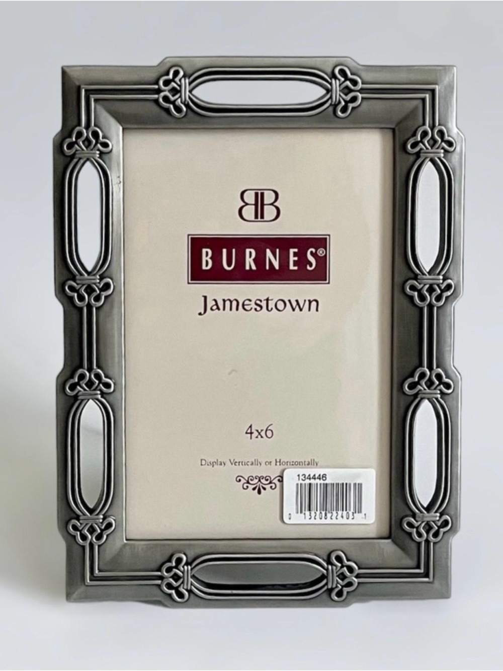Vintage 1998 Burnes Of Boston Jamestown Pewter Gray Ornate Geo Picture Frame